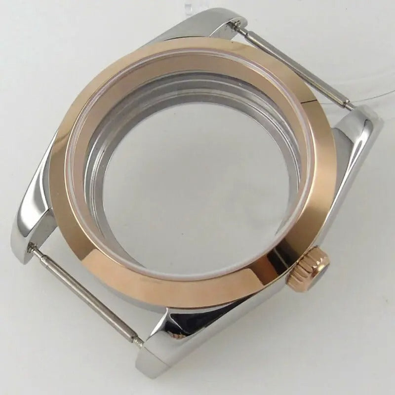 36mm Sapphire Glass Rose Golden Two Tone Watch Case fit NH35 NH36 NH38
