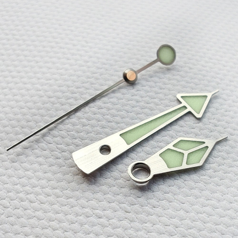 Silver Trim C3 Green Lume Vintage Watch Hands for NH34 NH35 NH36 NH38 NH39 NH70