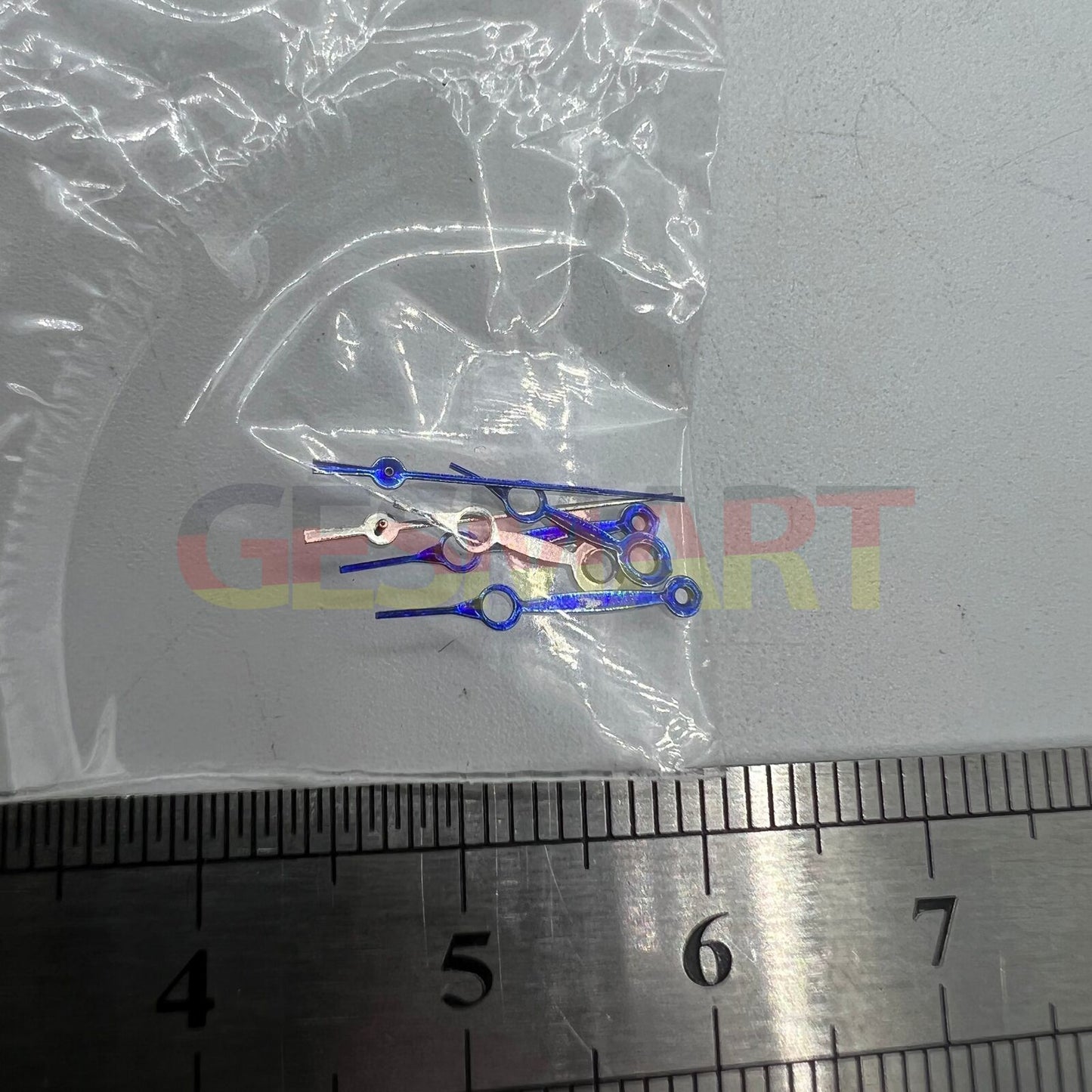 13 mm blaue, hohle Uhrzeiger ohne Leuchtpunkt für Miyota 2035 Quarzwerk Nr. 6