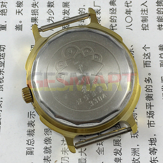 36mm China-made manual mechanical watch with 17 jewels, light yellow dial, and luminous hands for easy nighttime reading.