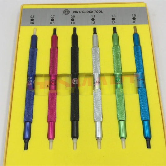 6PCS China Made watch hand presser tool set for precise hand fitting and watch repair tasks.