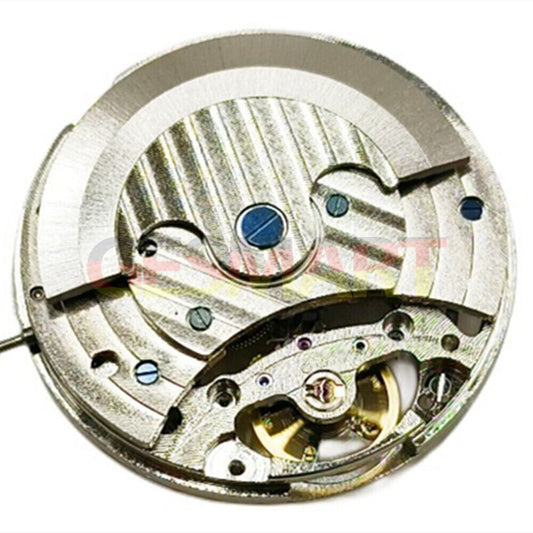 Silver hollow automatic mechanical watch with flywheel and 3 hands, China-made for precise timekeeping.