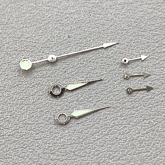 12mm Silver Pointed Shape Green Lume Watch Hands for OS10 OS60 OS80 Movement