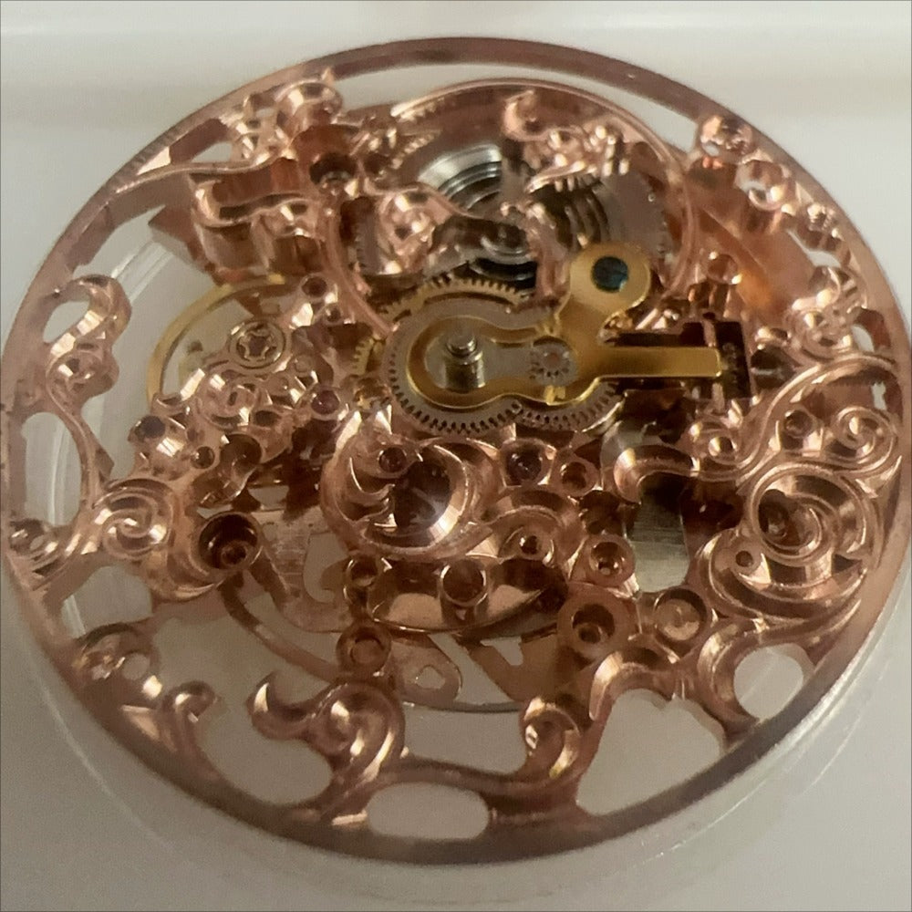Hangzhou Made Hollow Carved Rose Golden Mechanical Movement Watch Part