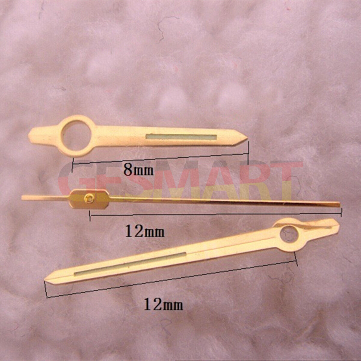 Aiguilles de montre lumineuses vertes avec garniture dorée de 12 mm pour mouvement Orient 46941 46943
