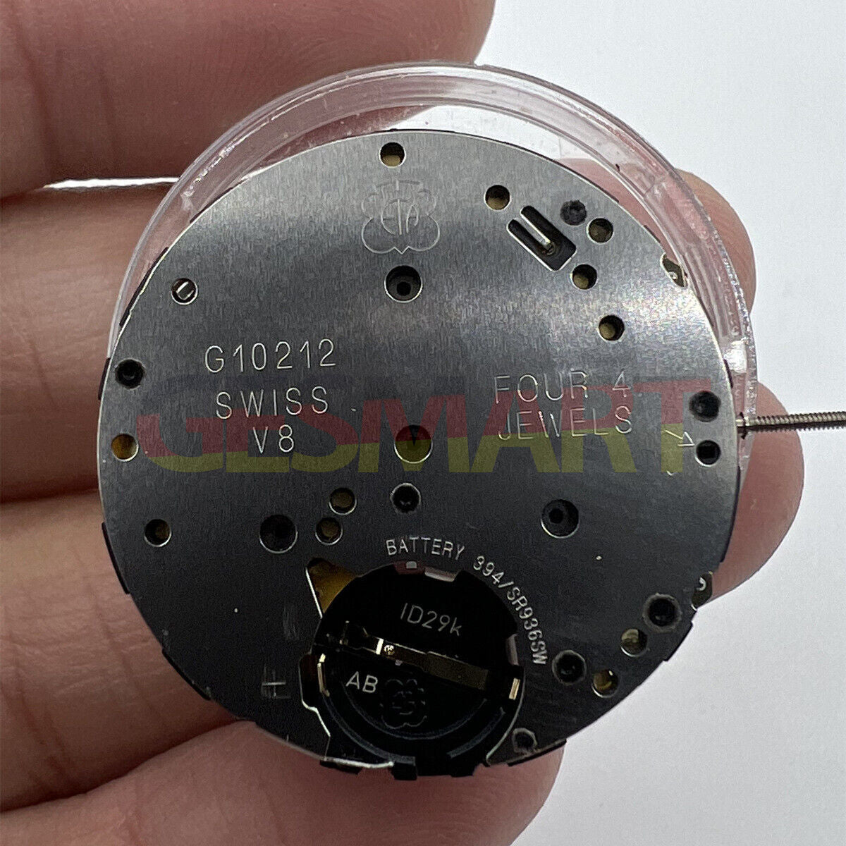 ETA G10.212 quartz watch with 3 hands and date, Swiss movement for precise timekeeping.