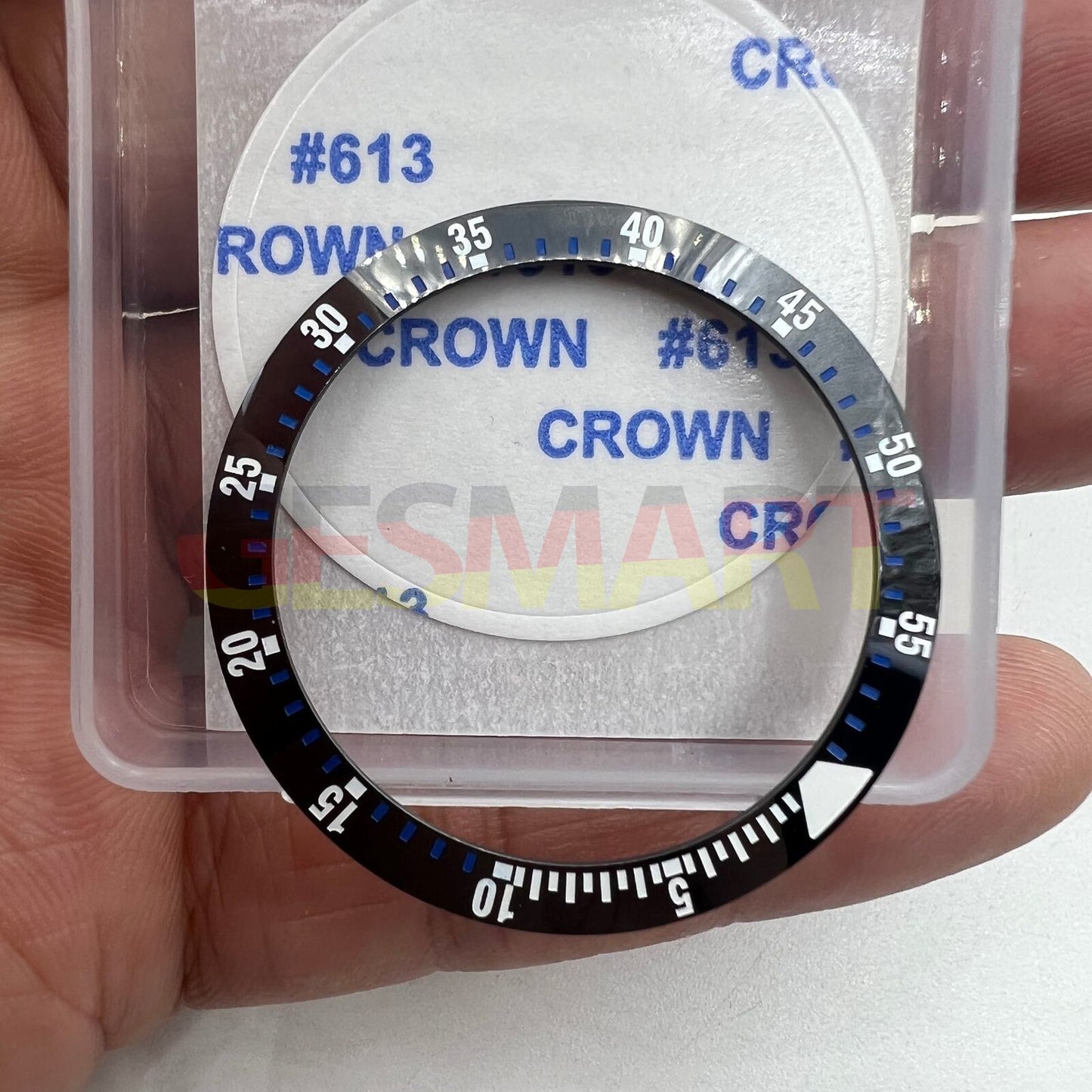 38 mm/30,5 mm schwarze Lünette, blaue Graduierung, Keramik-Uhrenlünette, Uhrenteile