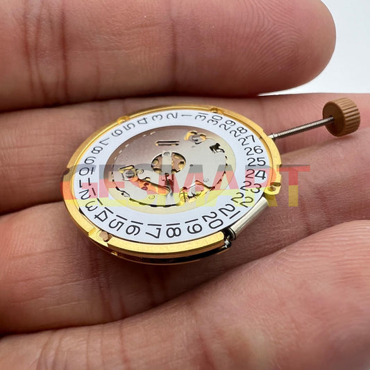 Ronda 6004D quartz watch movement with date display at 3 o'clock, precision timekeeping mechanism