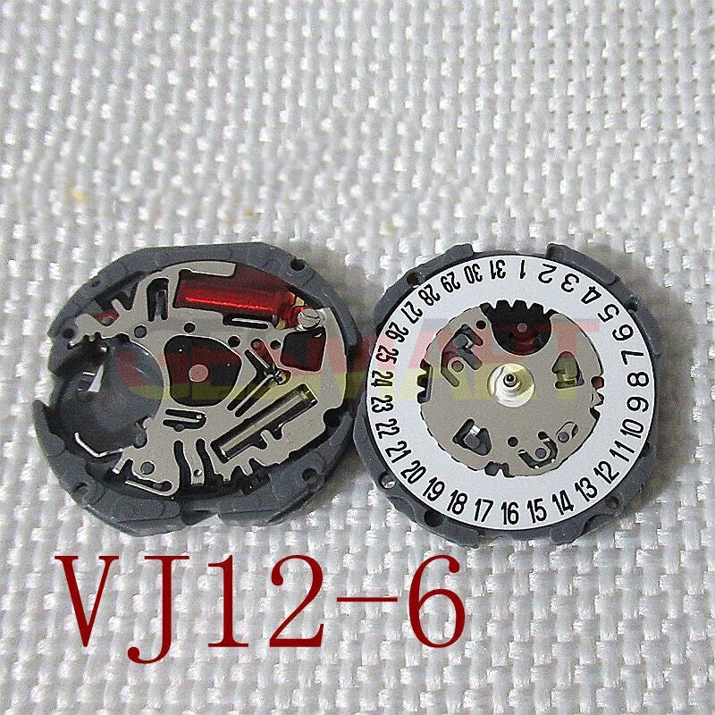 Hattori Epson TMI VJ12B quartz watch movement with date window at 3 o'clock, Japan made.