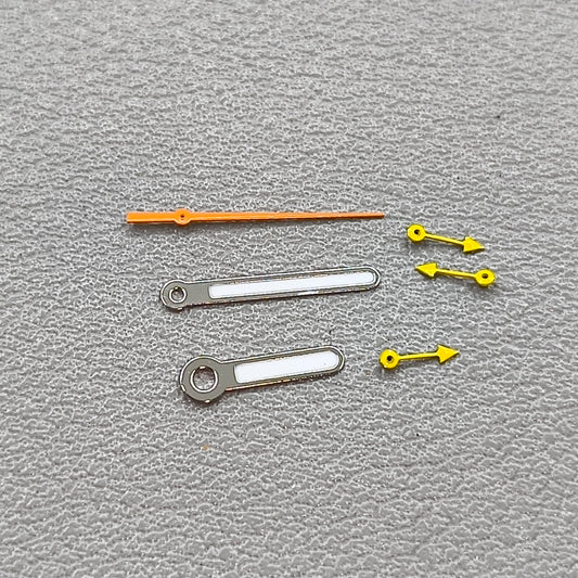 Silver Trim Round Pointed Orange Second Yellow Small Second Watch Hands for OS10 OS60 OS80