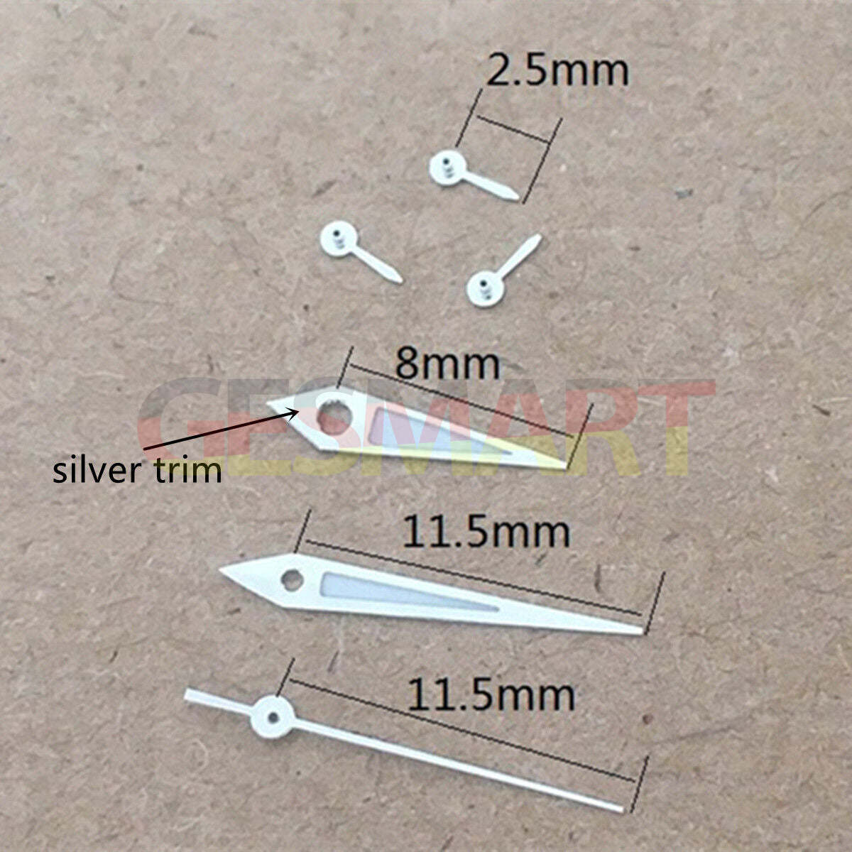 Arrow-shaped green lume watch hands with silver trim for VX3J VX9J VX7J VX3N VX9N movements.