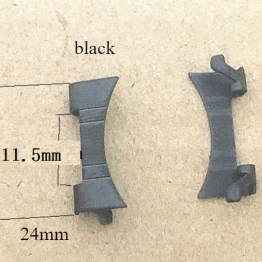 Steel Black curved end links for 11.5x24mm bracelet watch band, durable spring bars.