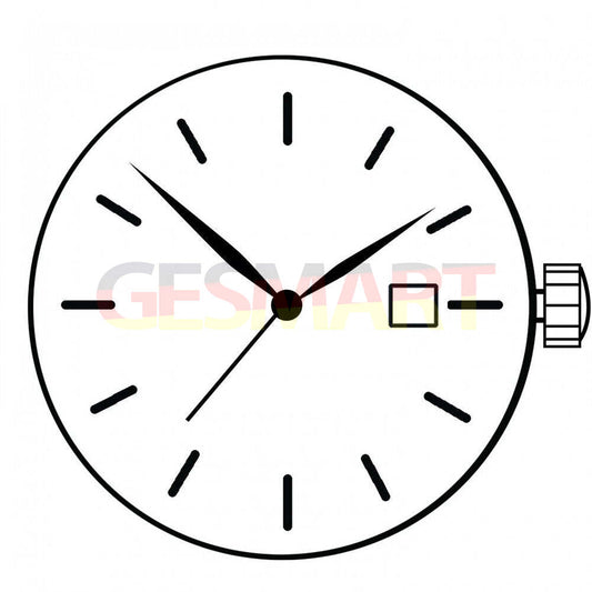 Swiss Made ETA 805.112 quartz watch movement with 3 hands and date display at 3 and 6 o'clock positions.
