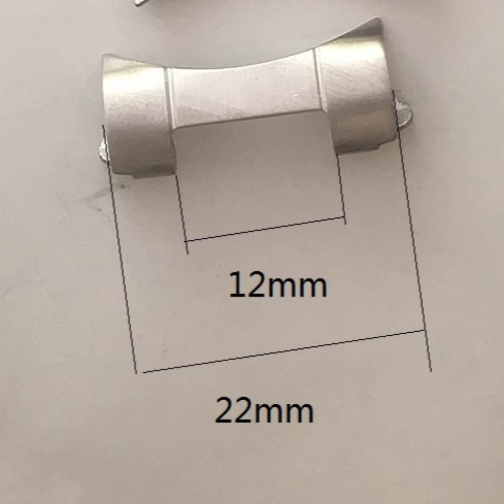 Silver matted 12x22mm curved end links with spring bars for bracelet watch bands #310
