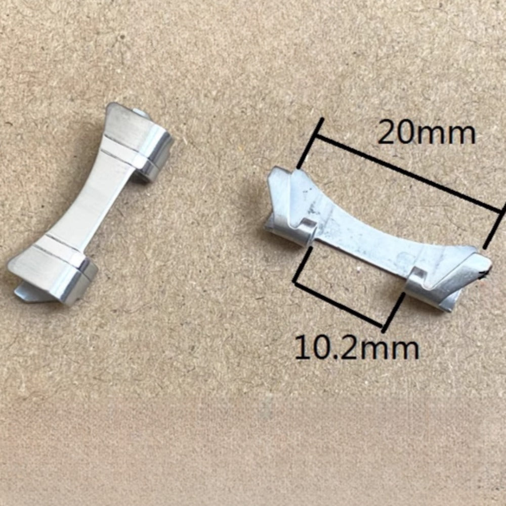 20X10.2mm Silver S/S Curved End Links Spring Bars Bracelet Watch Band Strap#1128