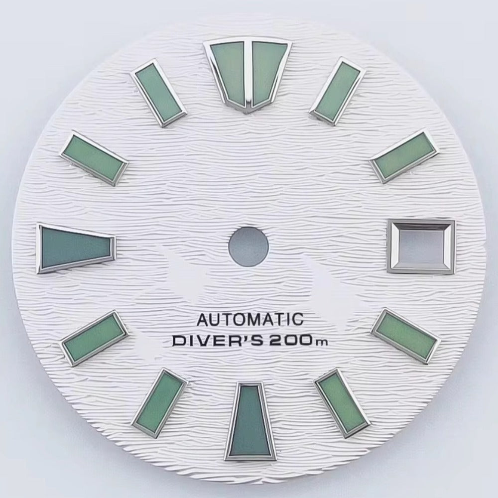 29mm Green Lume White Watch Dial Fit For NH35 NH36 Movement No Logo