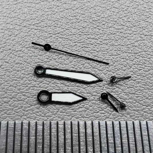 2 Sets/Pack White Painted Black Trim Watch Hands for Miyota OS10 OS20 OS22 OS60 OS80