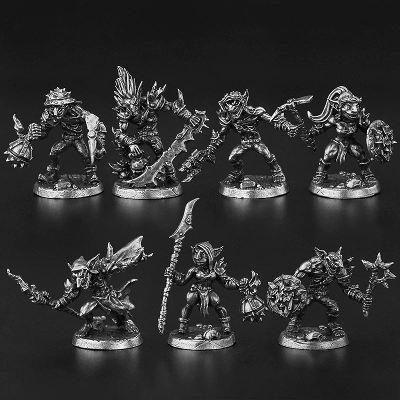 Goblin Warrior Set B Copper Figurines White Bronze Wargame Pieces (Pack of 7)