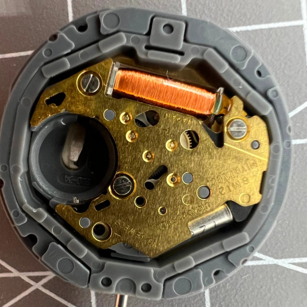 Miyota 6M12 quartz watch movement with date at 6 o'clock, precise 3-hand design by Miyota Japan for reliable timekeeping