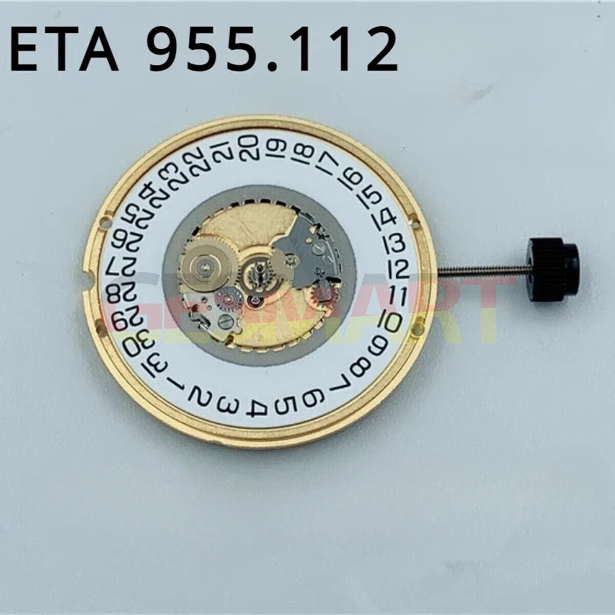 ETA 955.112 quartz movement watch with 3 hands, date at 3 o'clock, Swiss precision by ETA.