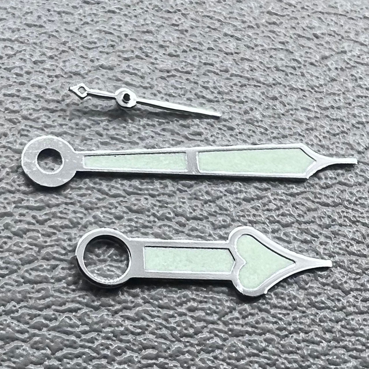 Green Lume Silver Trim Heart Shaped Watch Hands for ST3600/ST3620/ETA6497/6498