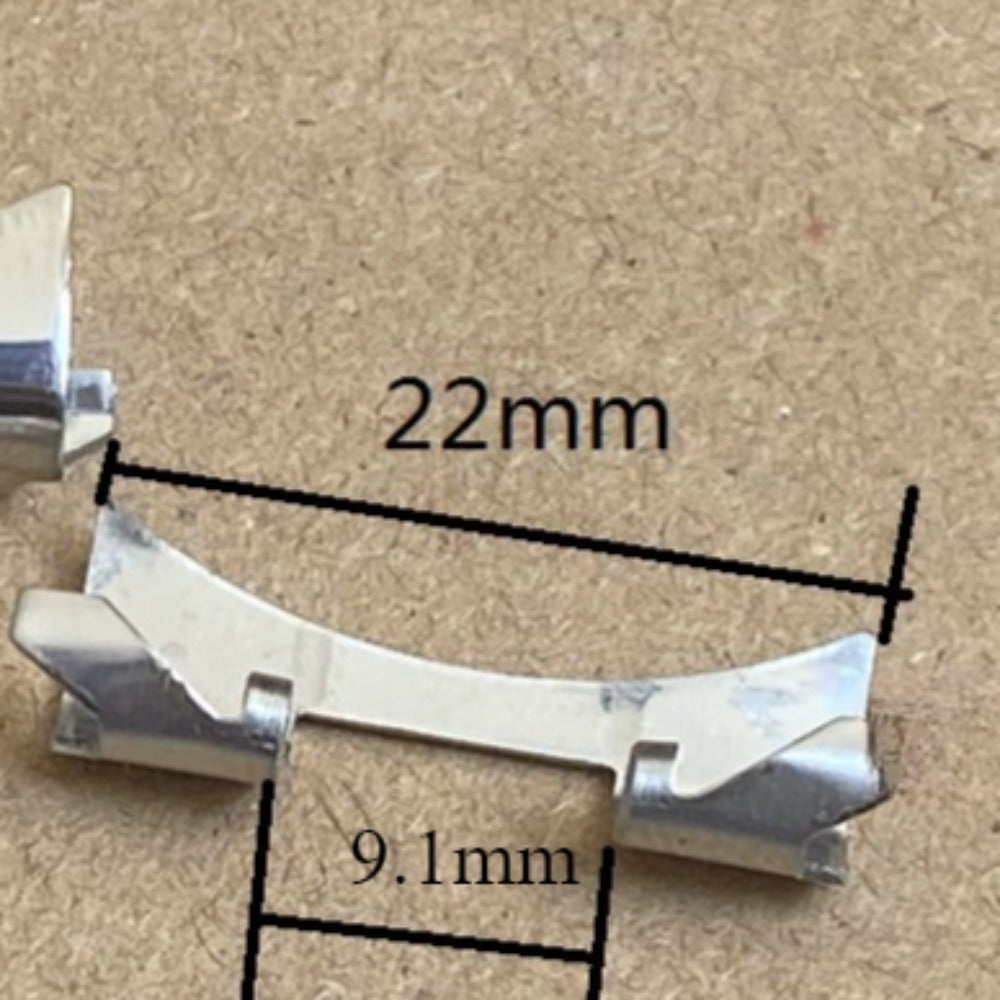 Bracelet de montre en argent poli 9,1 x 22 mm avec maillons incurvés et barres à ressort #1146