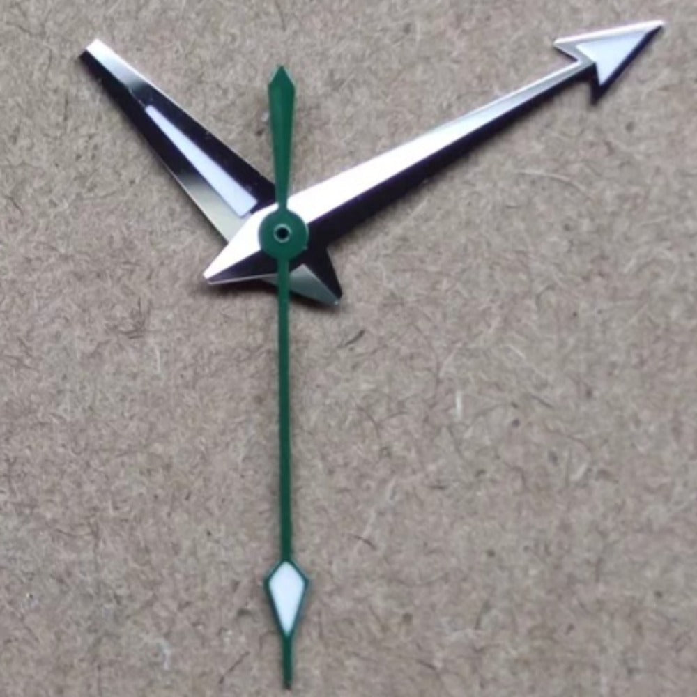 Silver trim green second hand for ETA2892 2824 2834 2836 2846 watch movements, precise fit.