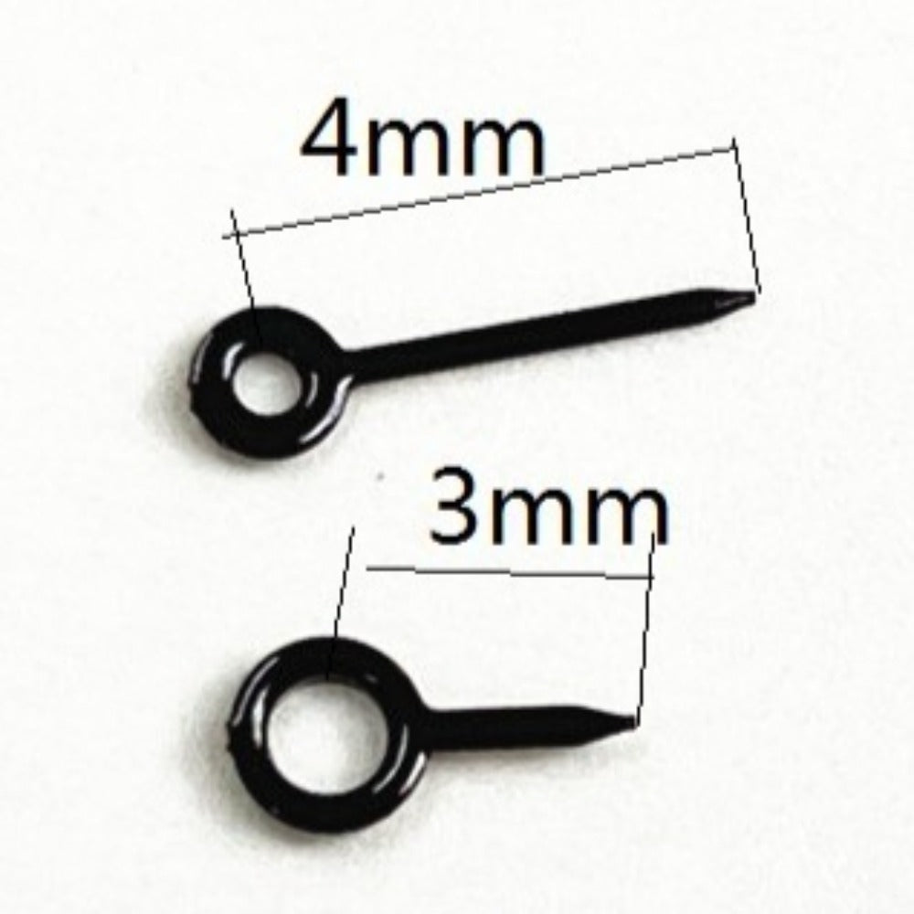 Black 4x3mm watch hands for Ronda 763, 762, 751, 1062, 1063 movements, precise fit accessory.