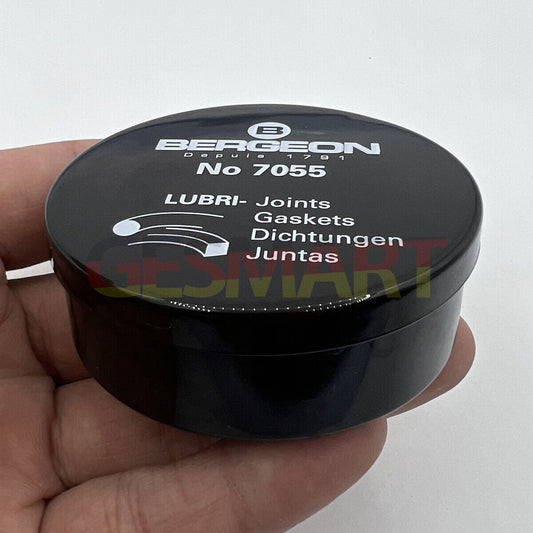 Bergeon 7055 silicon grease for lubricating watch seals and gaskets, ensuring tight waterproof protection.