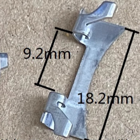 Silver steel curved end links with spring bars for bracelet watches, size 9.2x18.2mm, part#1135.