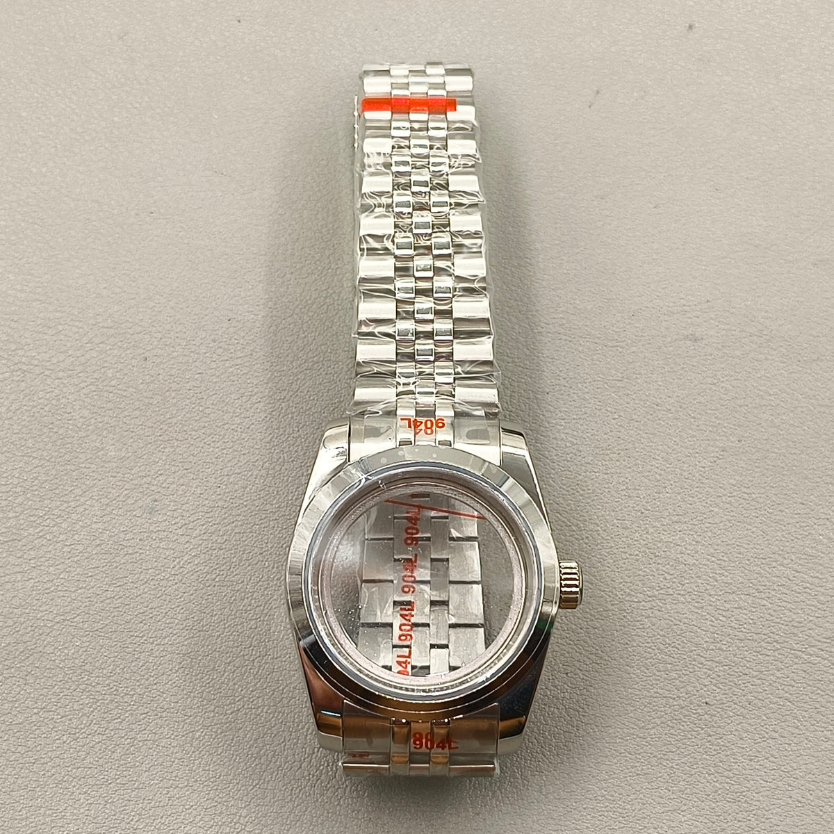 36mm Silver Watch Case Bevel Edge Bezel Sapphire Glass For NH35 NH36 NH38