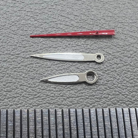 Green lume red second hand set for Miyota 1M12 watch movement, enhancing visibility and precision.