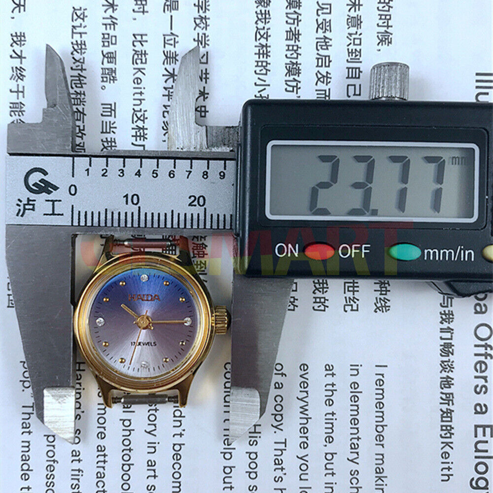 23mm HAIDA Manual Mechanical Lady Watch Golden Nail 17 Jews Gradient Blue Dial