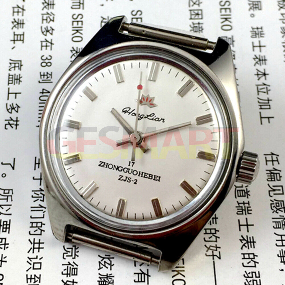 HONGLIAN mechanical watch with silver nail markers, round case, and sleek silver dial for classic style.