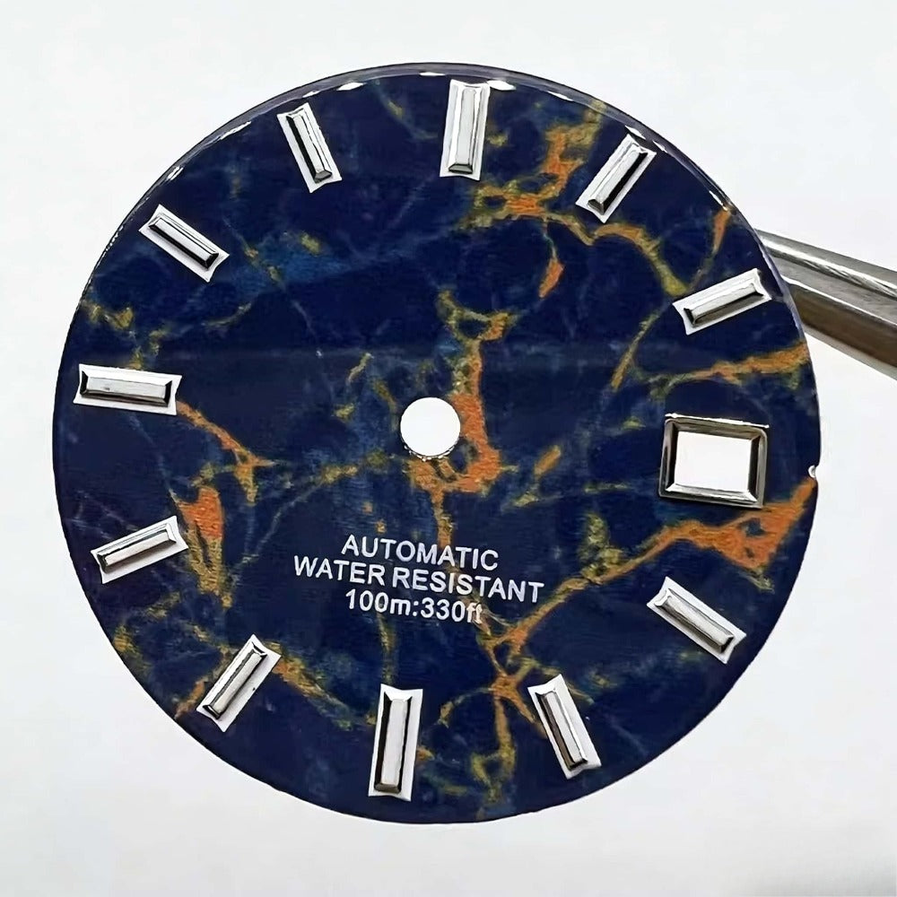 29mm Blue Modified Marble Vein Green Lume Watch Dial Fit for NH35 NH36