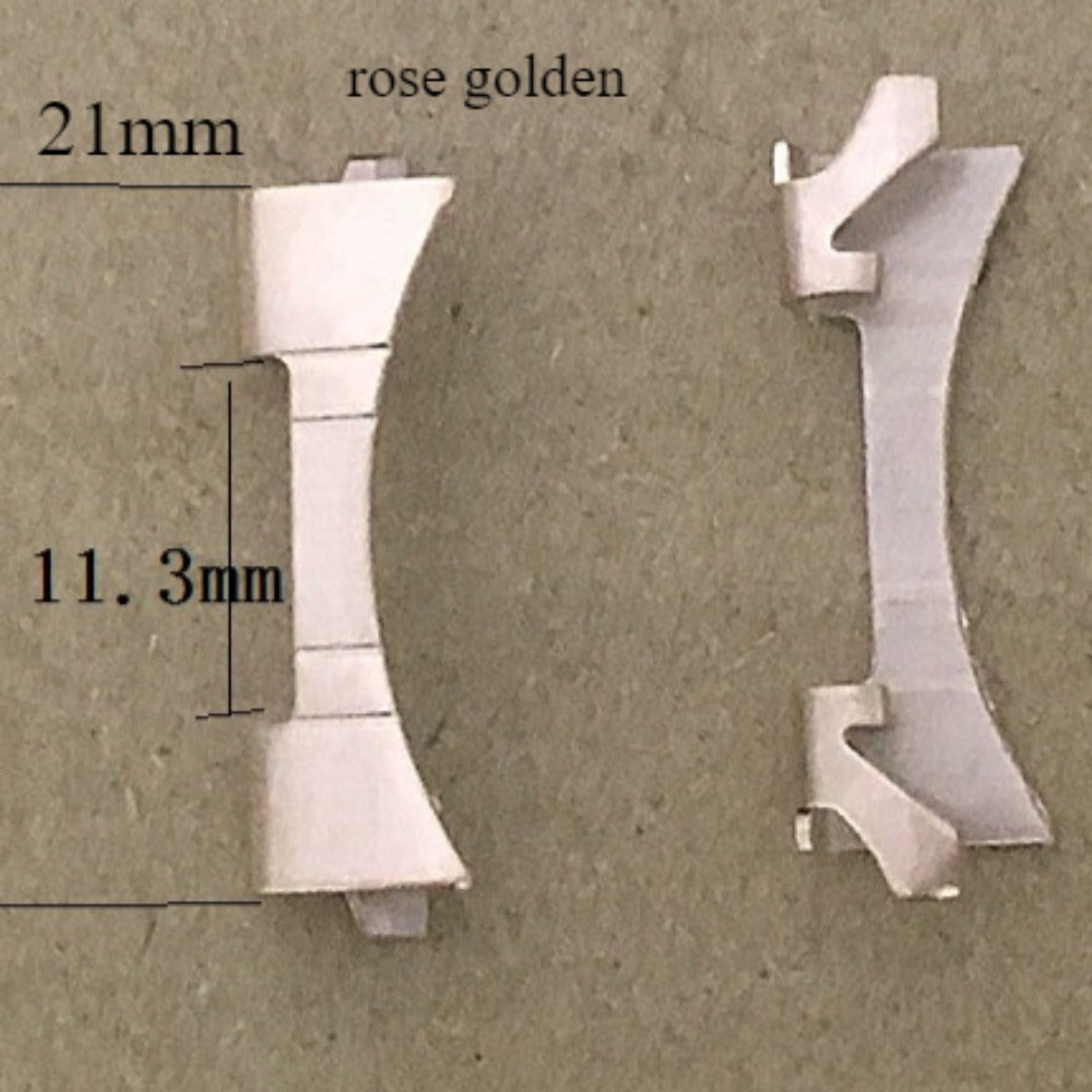 S/S Rose Golden 21x11.3mm Curved End Links Spring Bars Bracelet Watch Band Strap#25