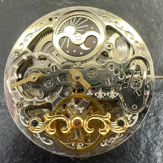 Hollow China Made Hangzhou watch part with mechanical movement and double mainspring, perfect for watch repairs.