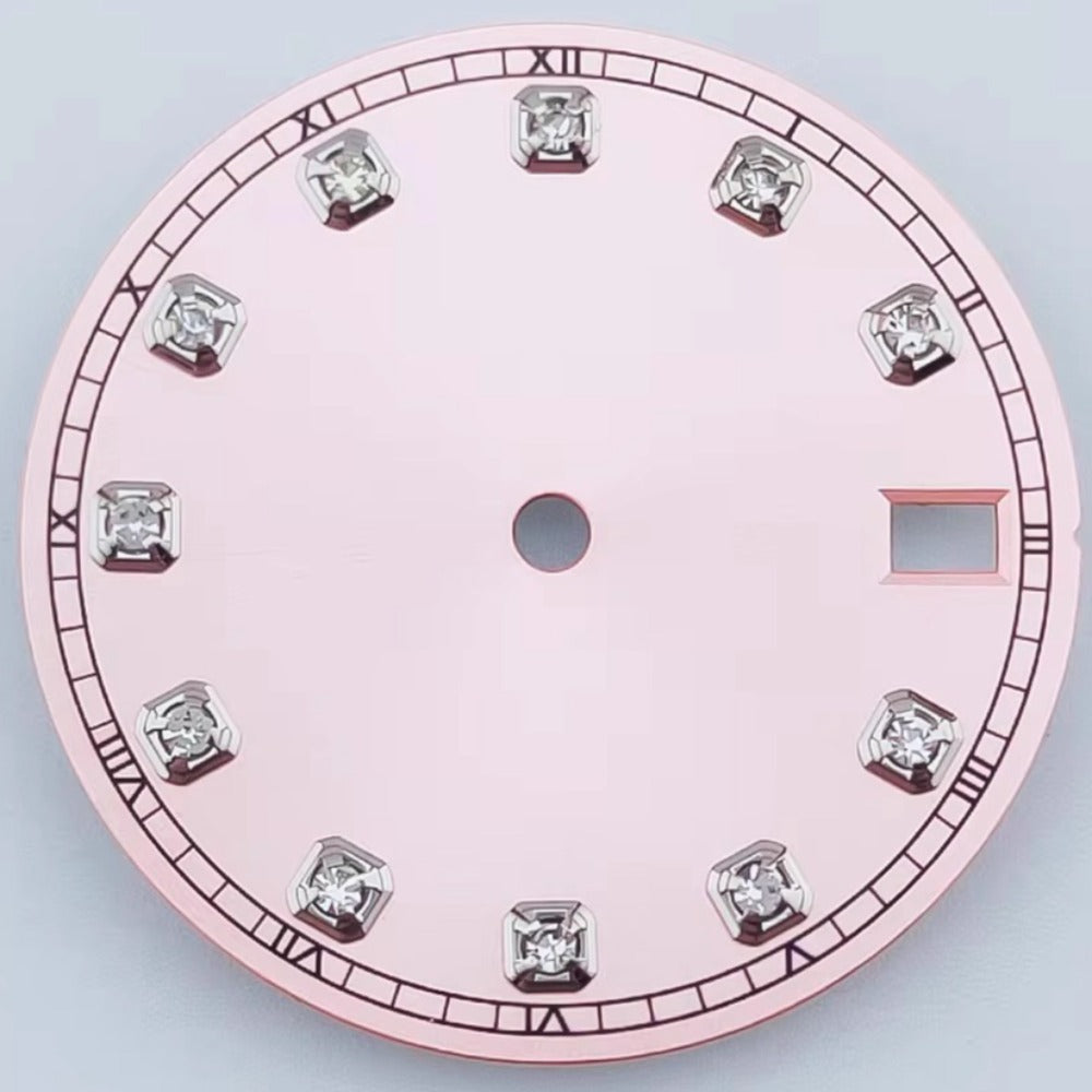 Silver Nail Pink 28.5mm Watch Dial Fit For NH36 Movement No Logo