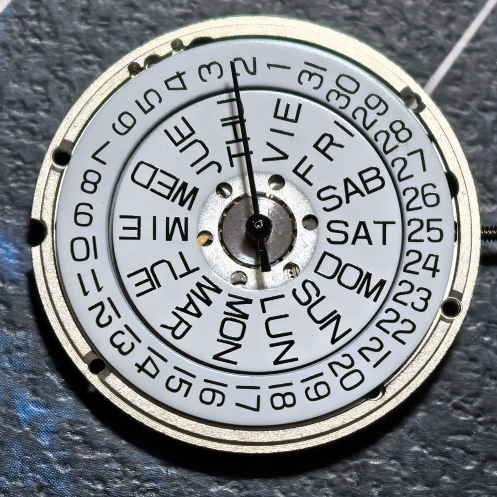 Swiss Made Silver ETA 555.419 Quartz Movement 3 Hands Double Calendar