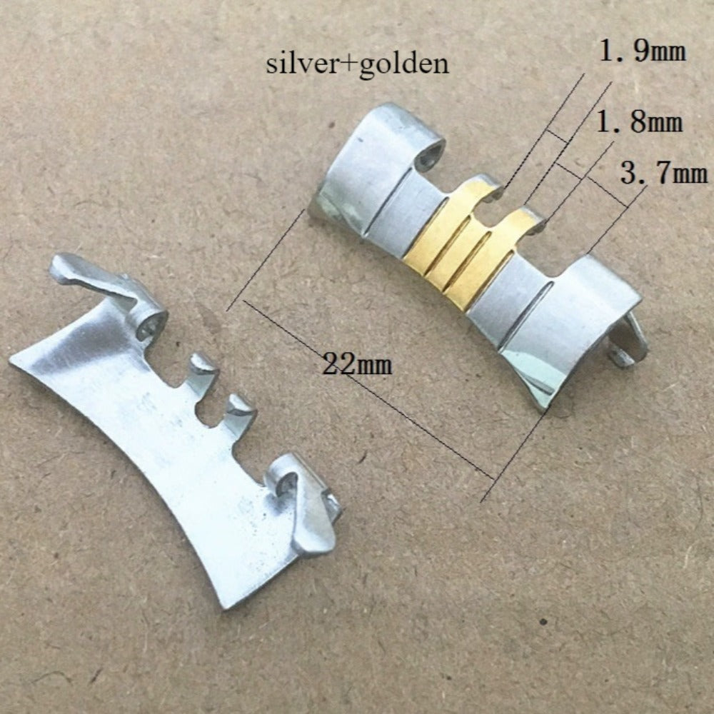 22x1.9mm Silver+Golden Curved End Links Spring Bars Bracelet Watch Band Strap#40