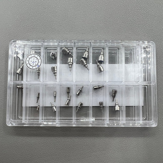 Classical stainless steel chronograph button watch pusher screws set, durable 26-piece kit for repairs.