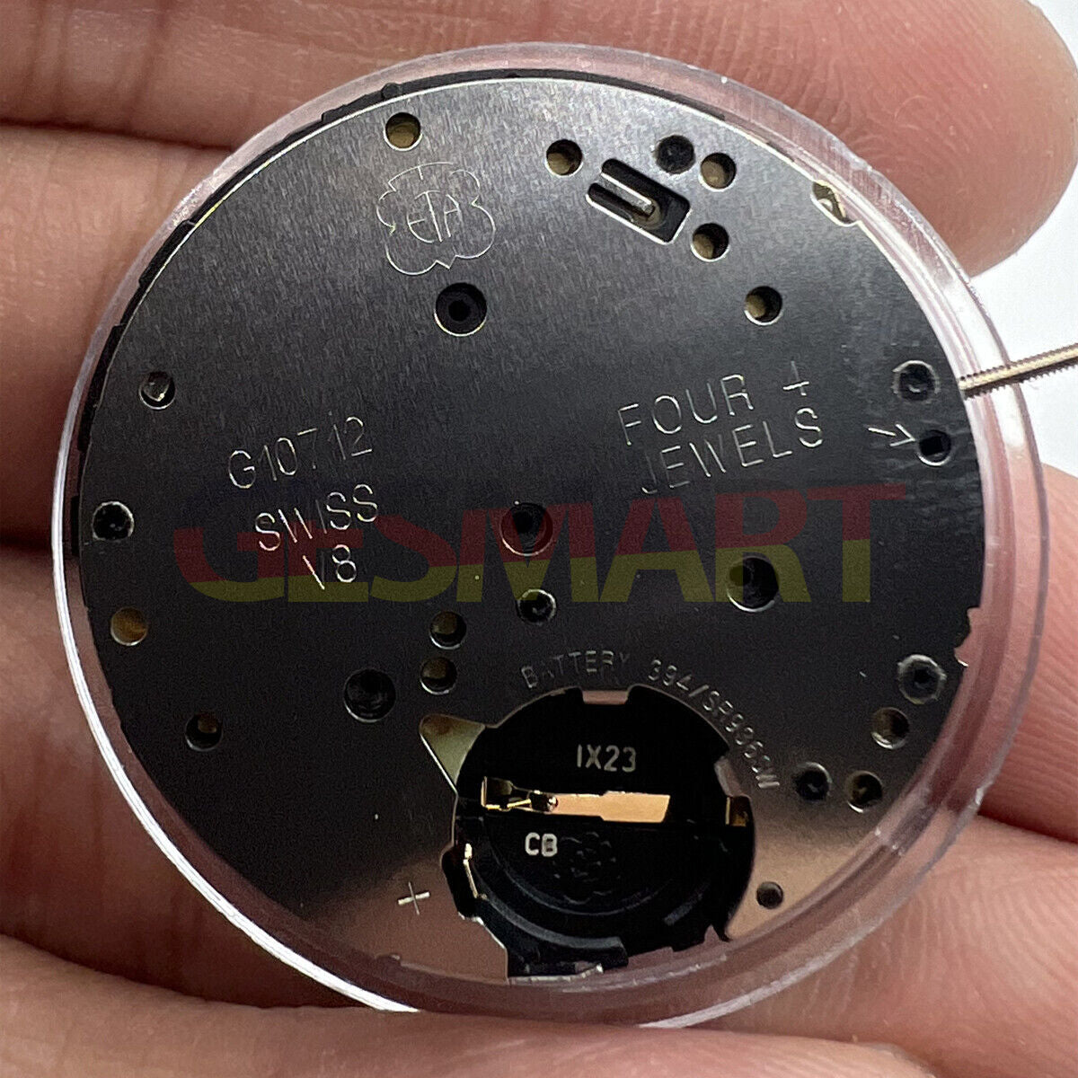 1. ETA G10.712 Swiss quartz watch movement with 3 hands and date display, precise timekeeping.