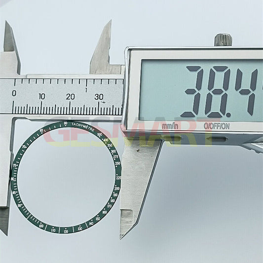 Green 38.5mm aluminum alloy bezel with white font for Omega Speedmaster watches, durable accessory