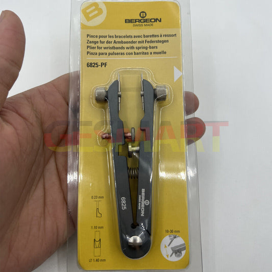 Bergeon 6825-PF spring bar pliers for precise watch bracelet removal and adjustment.