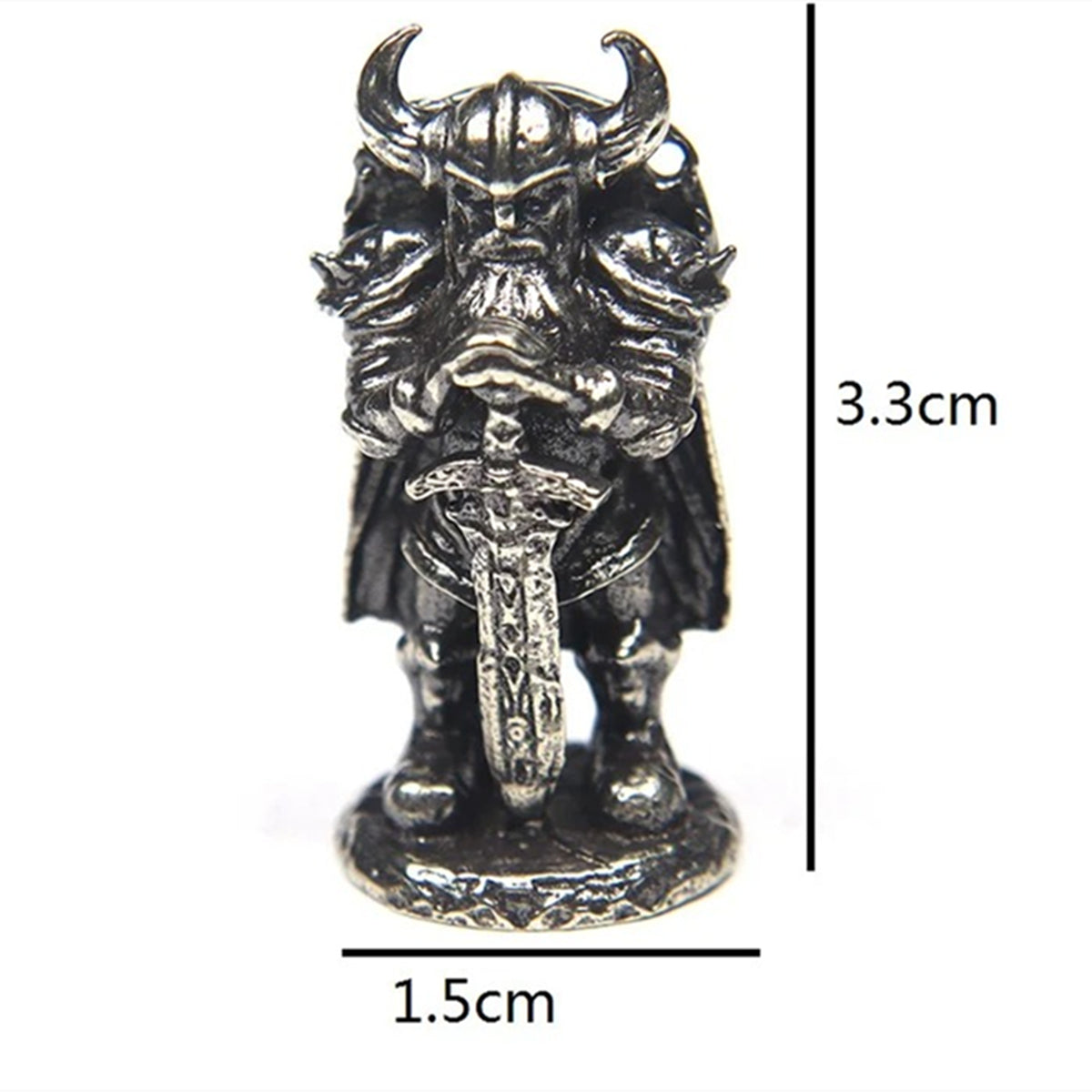 Vintage Viking Swordsman bronze figurine with silver and copper accents, hand-carved collectible.
