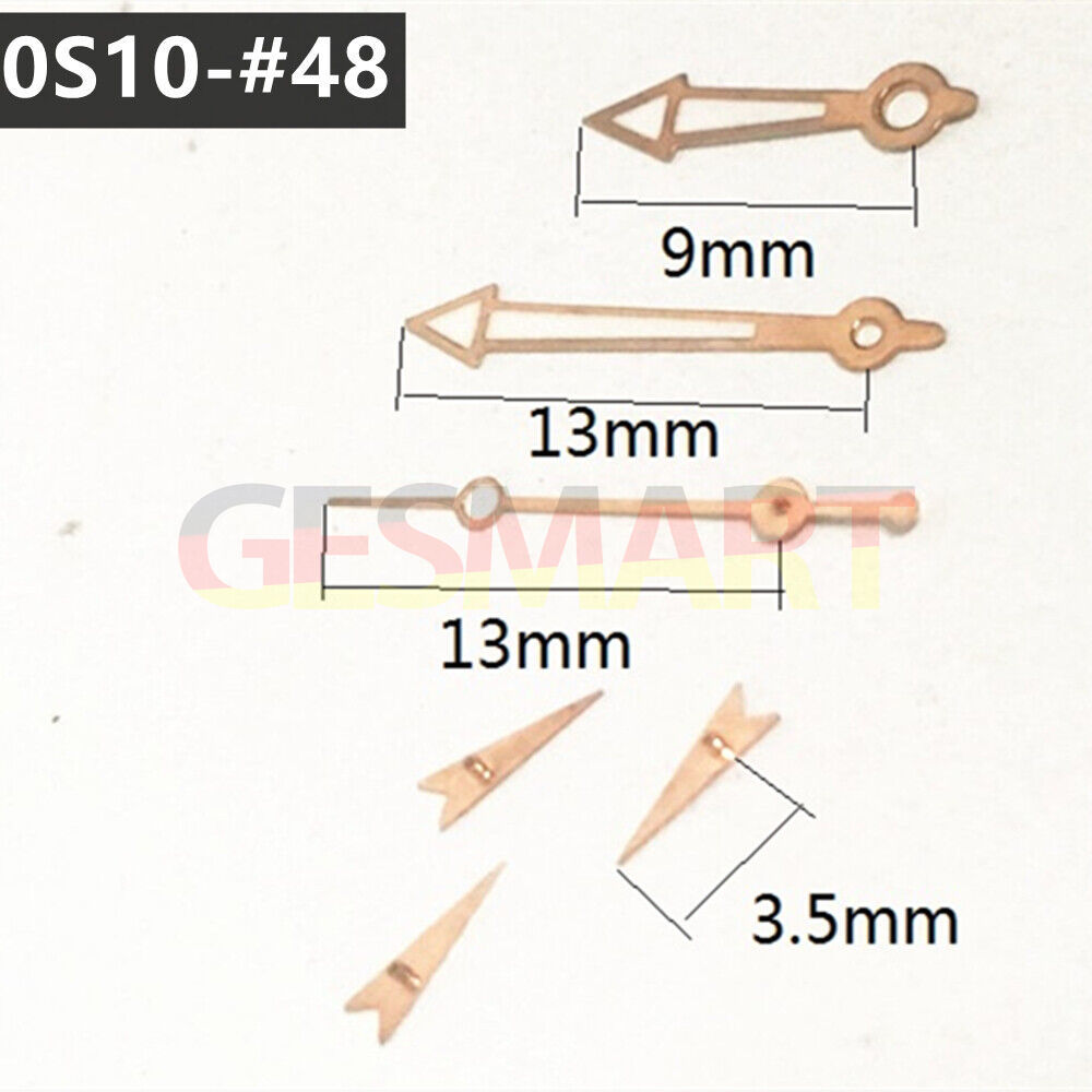 13 mm roségoldene Zierleiste, grün leuchtende Uhrzeiger für Miyota 0S10 Quarzwerk