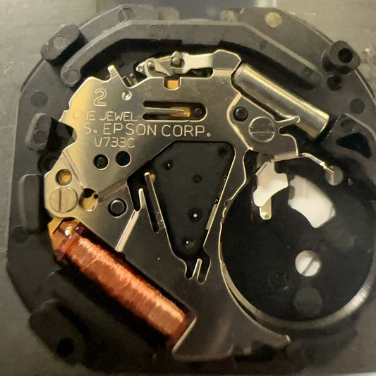 New Japan Made V733C quartz watch part with double calendar feature, compatible with luxury timepieces