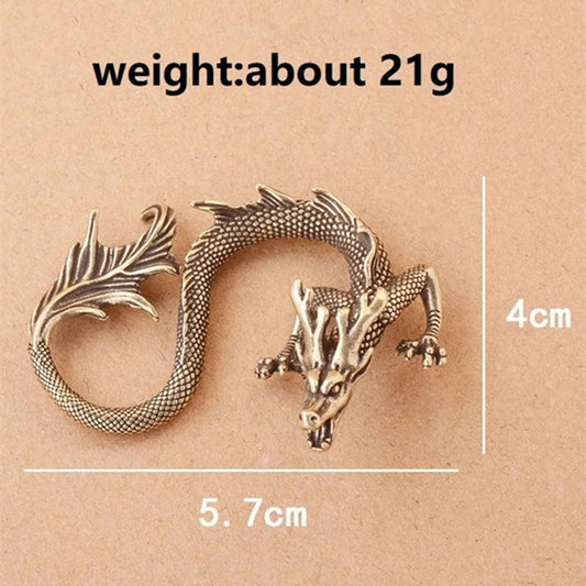 Solid copper fire-breathing dragon figurine, vintage hand-carved bronze model, detailed craftsmanship for collectors.