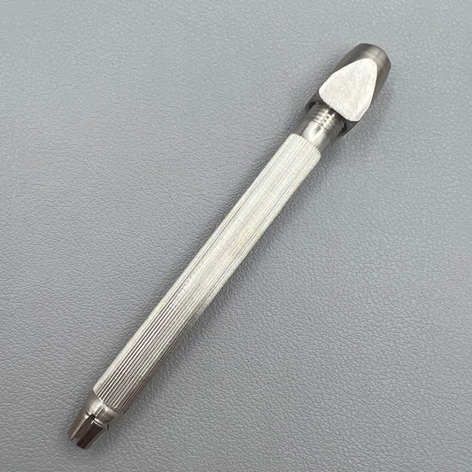 Swiss Bergeon 1842-17B pin vise with square head for watch repairs, adjustable 0-3mm precision grip.