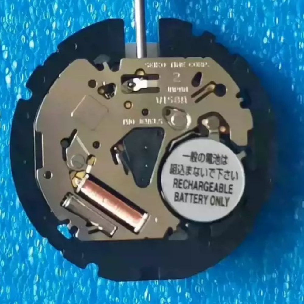 Seiko V158A quartz movement watch repair part, genuine Japan-made component for precise timekeeping.